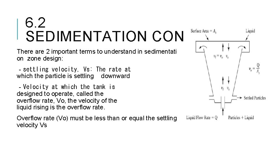 6. 2 SEDIMENTATION CONCEPT There are 2 important terms to understand in sedimentati on