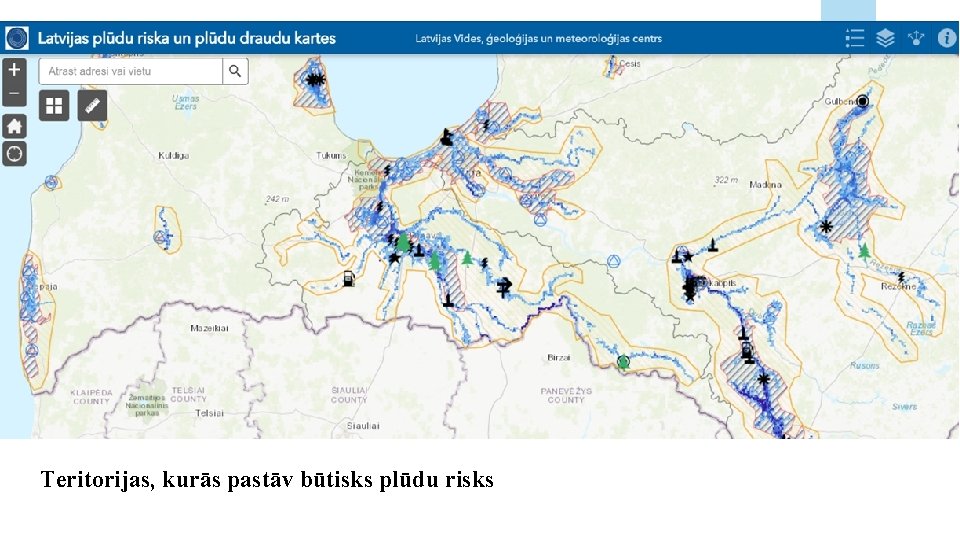 Teritorijas, kurās pastāv būtisks plūdu risks 
