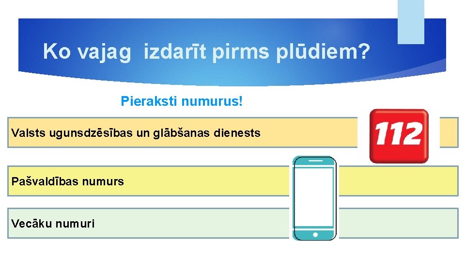 Ko vajag izdarīt pirms plūdiem? Pieraksti numurus! Valsts ugunsdzēsības un glābšanas dienests Pašvaldības numurs