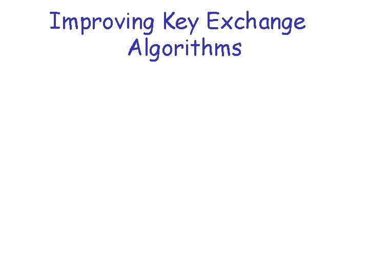 Improving Key Exchange Algorithms 