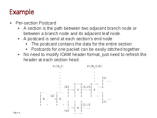 Example • Per-section Postcard • A section is the path between two adjacent branch