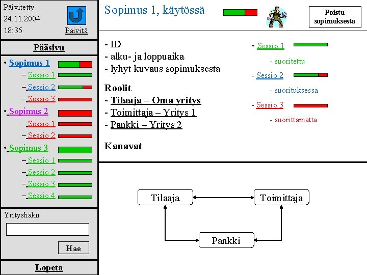 Päivitetty 24. 11. 2004 18: 35 Sopimus 1, käytössä Poistu sopimuksesta Päivitä - ID