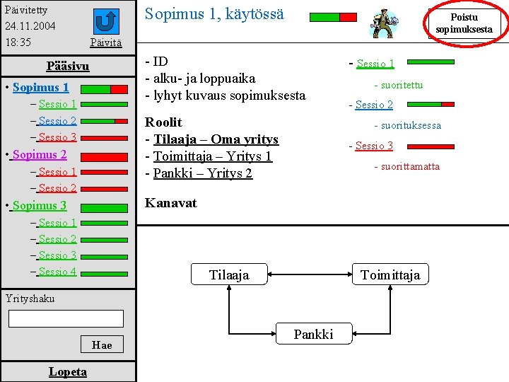 Päivitetty 24. 11. 2004 18: 35 Sopimus 1, käytössä Poistu sopimuksesta Päivitä - ID