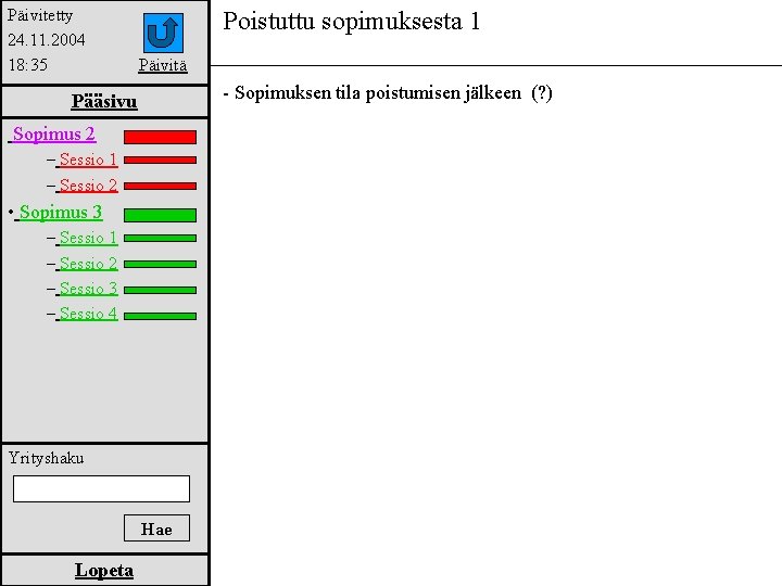 Päivitetty 24. 11. 2004 18: 35 Poistuttu sopimuksesta 1 Päivitä - Sopimuksen tila poistumisen