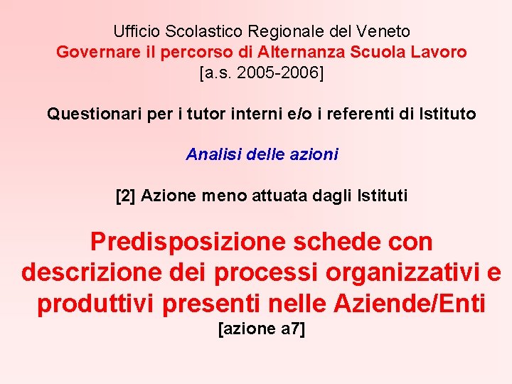 Ufficio Scolastico Regionale del Veneto Governare il percorso di Alternanza Scuola Lavoro [a. s.