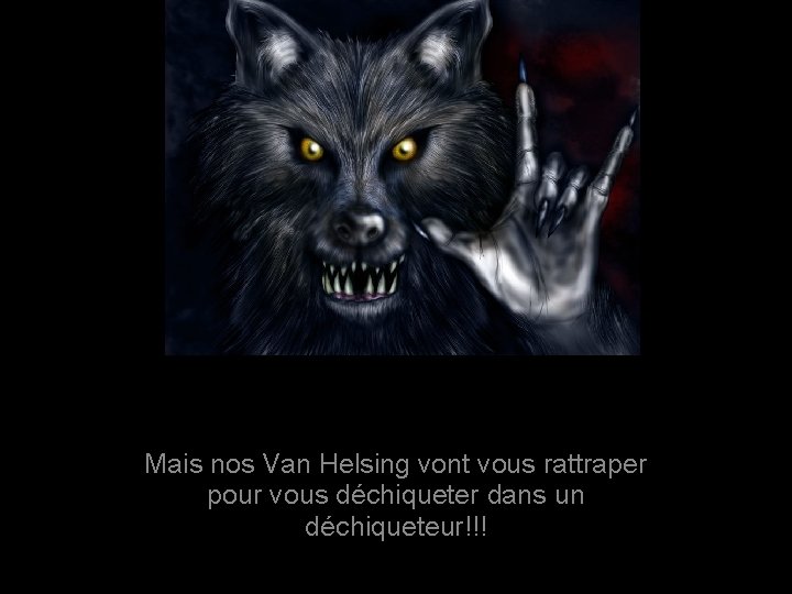 Mais nos Van Helsing vont vous rattraper pour vous déchiqueter dans un déchiqueteur!!! 