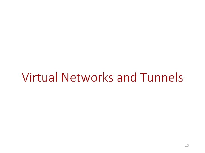 Virtual Networks and Tunnels 15 