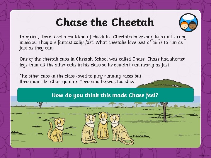 Chase the Cheetah In Africa, there lived a coalition of cheetahs. Cheetahs have long