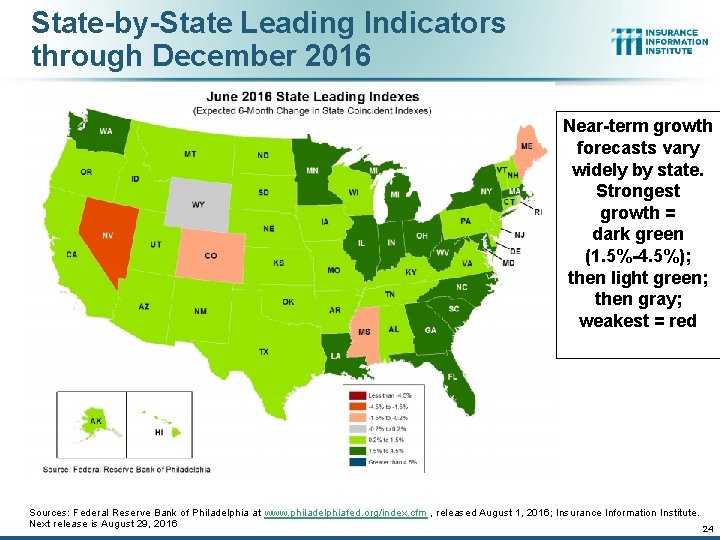 State-by-State Leading Indicators through December 2016 Near-term growth forecasts vary widely by state. Strongest State-by-State Leading Indicators through December 2016 Near-term growth forecasts vary widely by state. Strongest