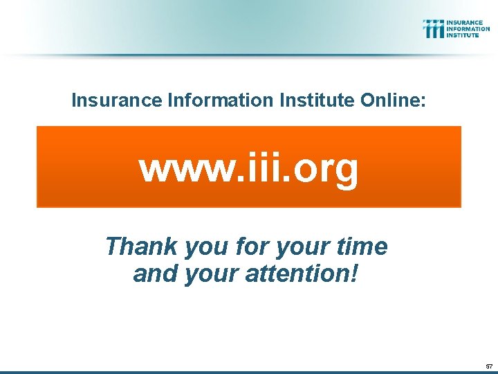 Insurance Information Institute Online: www. iii. org Thank you for your time and your Insurance Information Institute Online: www. iii. org Thank you for your time and your