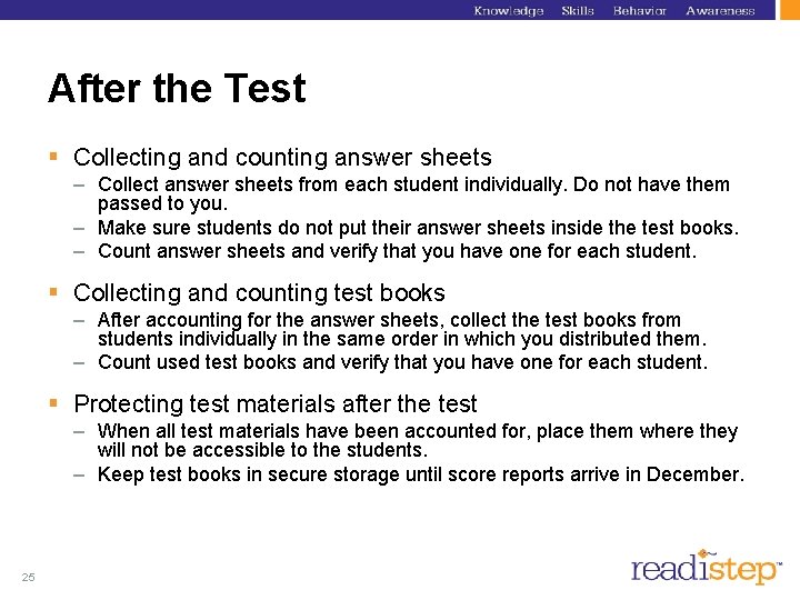 After the Test § Collecting and counting answer sheets – Collect answer sheets from After the Test § Collecting and counting answer sheets – Collect answer sheets from