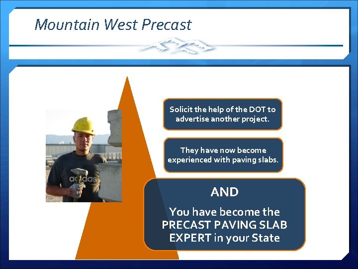 Mountain West Precast Solicit the help of the DOT to advertise another project. They