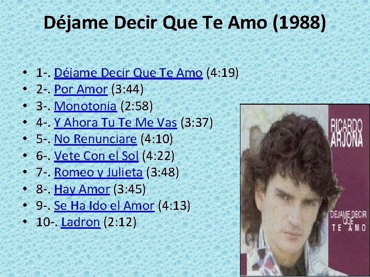 Déjame Decir Que Te Amo (1988) • • • 1 -. Déjame Decir Que