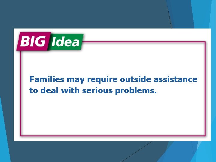 Families may require outside assistance to deal with serious problems. 