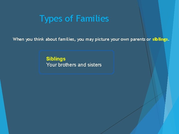 Types of Families When you think about families, you may picture your own parents