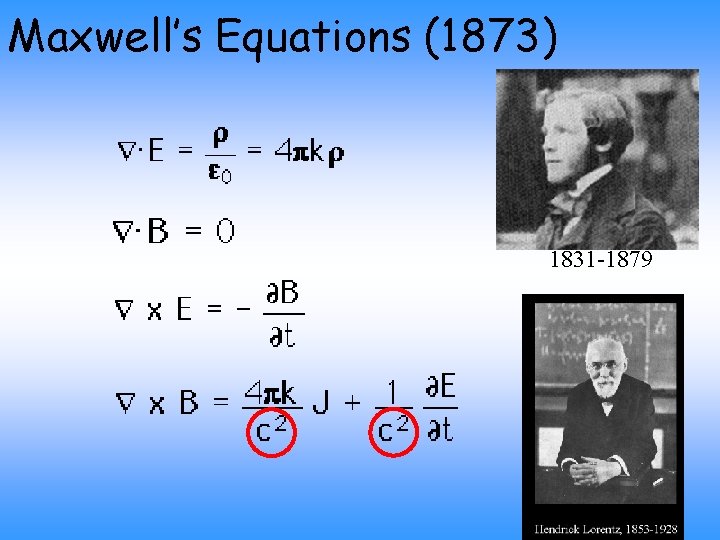 Maxwell’s Equations (1873) 1831 -1879 