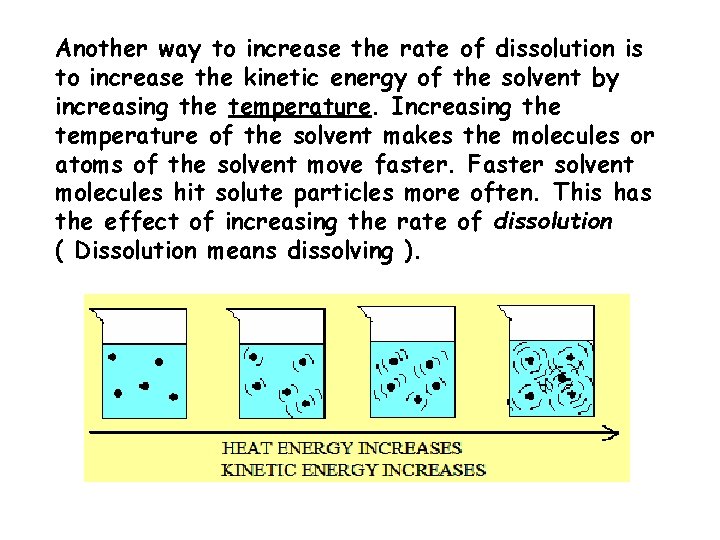 Another way to increase the rate of dissolution is to increase the kinetic energy