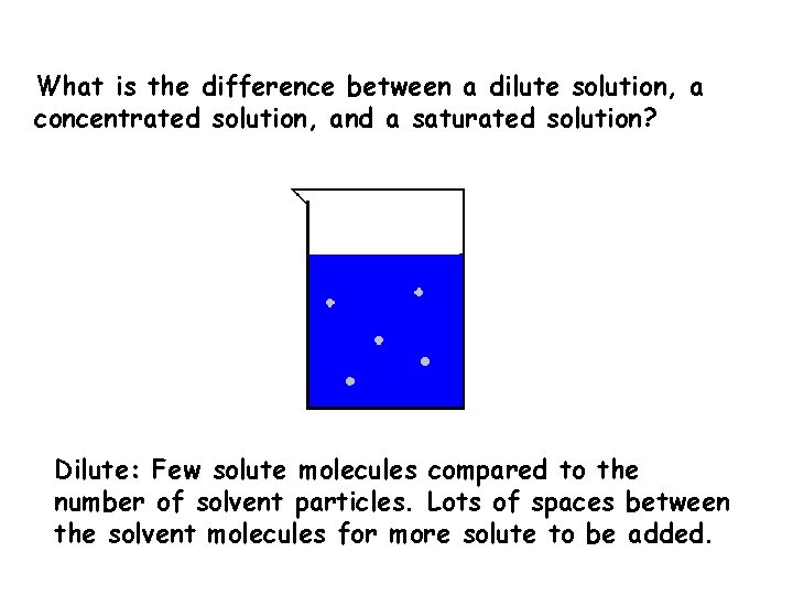 What is the difference between a dilute solution, a concentrated solution, and a saturated