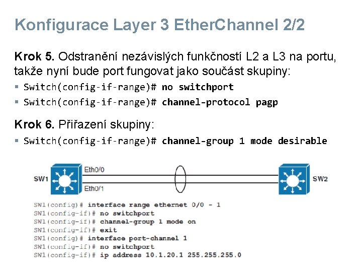 Konfigurace Layer 3 Ether. Channel 2/2 Krok 5. Odstranění nezávislých funkčností L 2 a