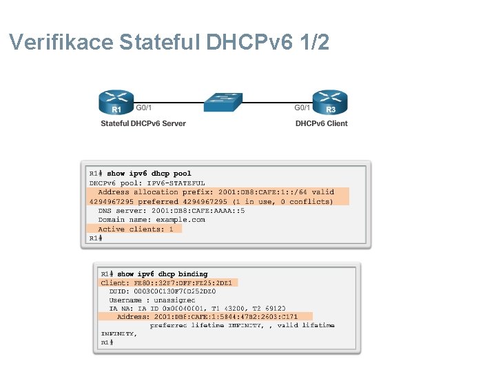 Verifikace Stateful DHCPv 6 1/2 