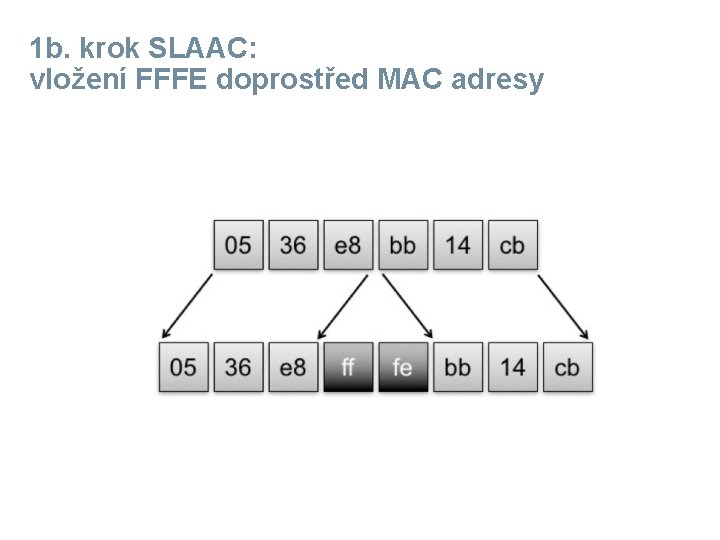 1 b. krok SLAAC: vložení FFFE doprostřed MAC adresy 