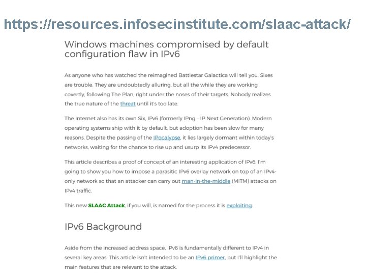 https: //resources. infosecinstitute. com/slaac-attack/ 