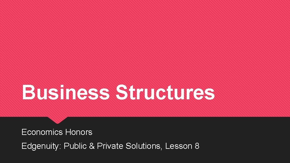 Business Structures Economics Honors Edgenuity: Public & Private Solutions, Lesson 8 