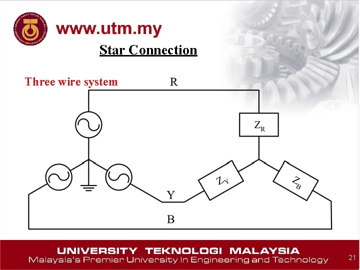 Star Connection Three wire system 21 