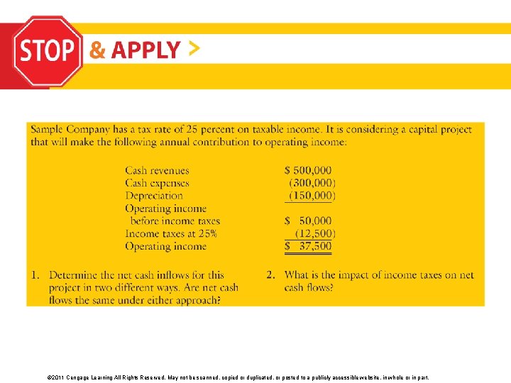 © 2011 Cengage Learning All Rights Reserved. May not be scanned, copied or duplicated,