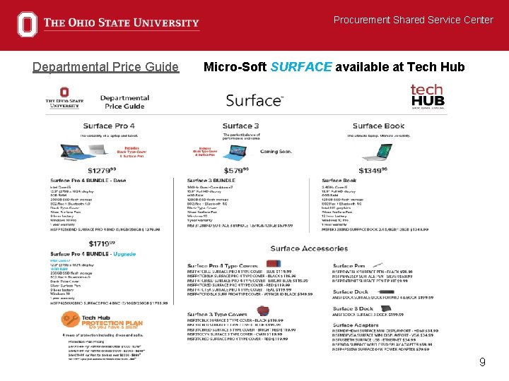 Procurement Shared Service Center Departmental Price Guide Micro-Soft SURFACE available at Tech Hub 9
