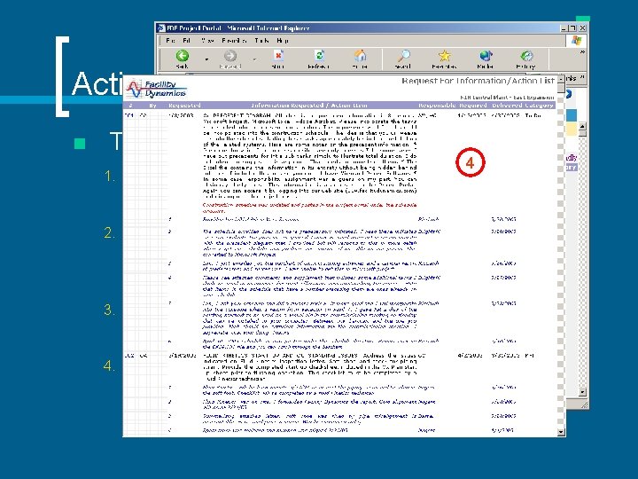 Action List n To Print 2 Action Item Report: 1. 2. Initially, the Action