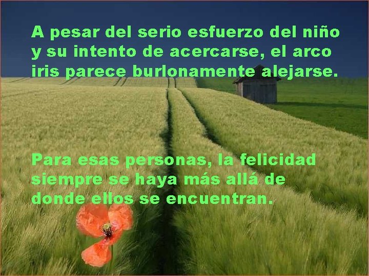 A pesar del serio esfuerzo del niño y su intento de acercarse, el arco