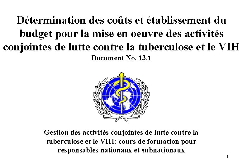 Détermination des coûts et établissement du budget pour la mise en oeuvre des activités