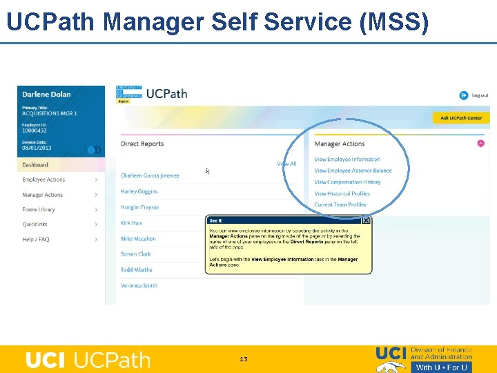 UCPath Manager Self Service (MSS) 13 