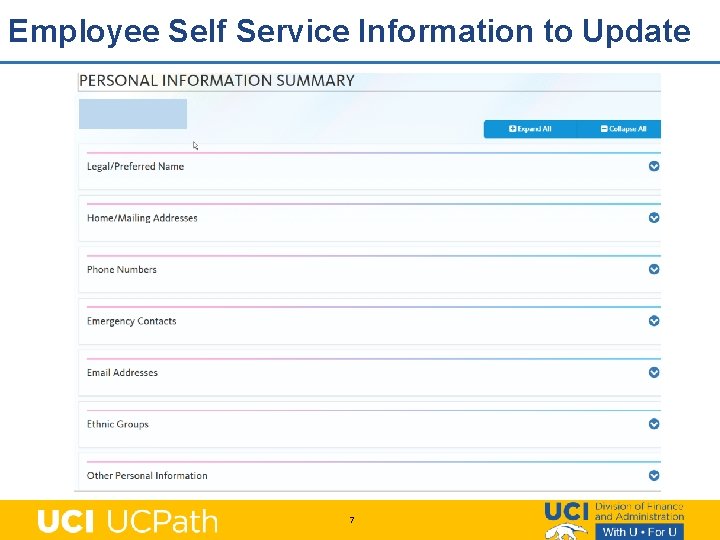 Employee Self Service Information to Update 7 