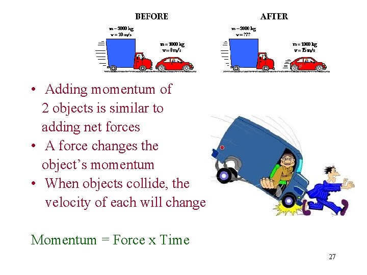  • Adding momentum of 2 objects is similar to adding net forces •