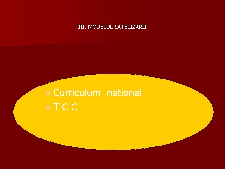 III. MODELUL SATELIZARII n Curriculum n. T CC national 