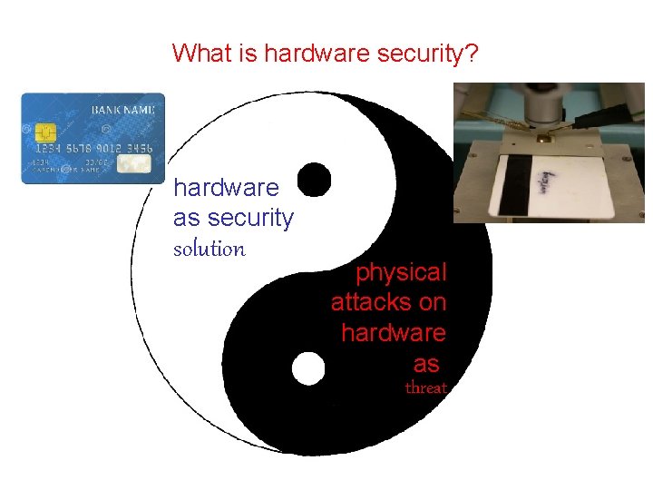 What is hardware security? hardware as security solution physical attacks on hardware as threat