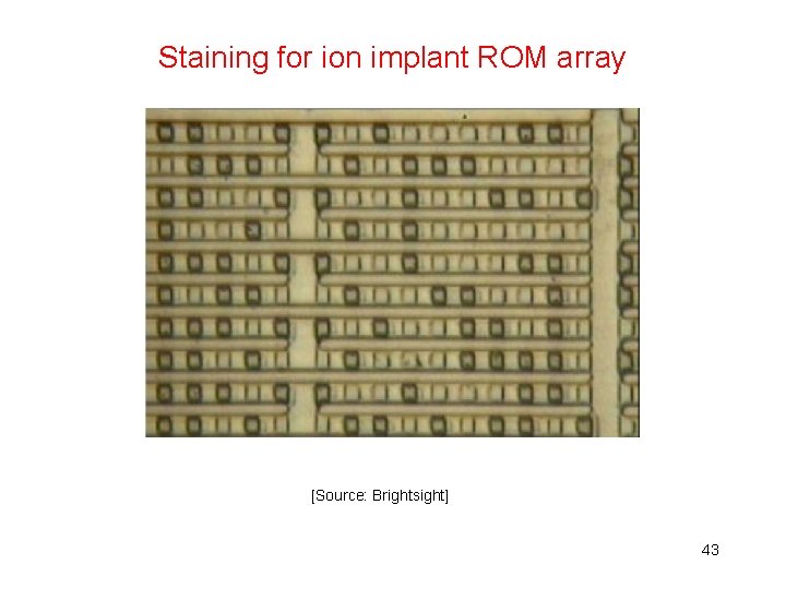 Staining for ion implant ROM array Stai [Source: Brightsight] 43 