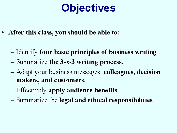 Objectives • After this class, you should be able to: – Identify four basic