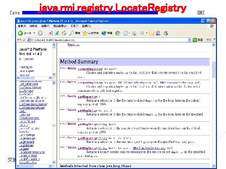 Java java. rmi. registry. Locate. Registry 交通大學資訊 程學系 蔡文能 RMI 10 -第 44頁 