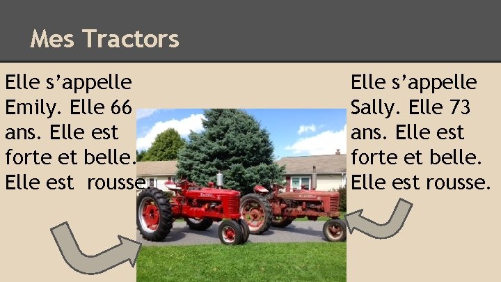 Mes Tractors Elle s’appelle Emily. Elle 66 ans. Elle est forte et belle. Elle
