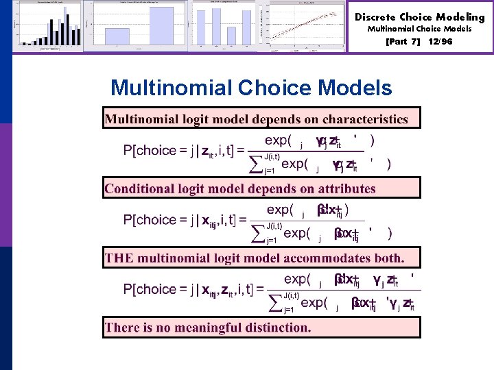 Discrete Choice Modeling Multinomial Choice Models [Part 7] Multinomial Choice Models 12/96 