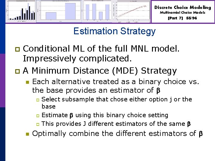 Discrete Choice Modeling Multinomial Choice Models [Part 7] 55/96 Estimation Strategy Conditional ML of