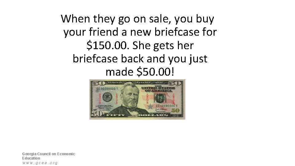 When they go on sale, you buy your friend a new briefcase for $150.