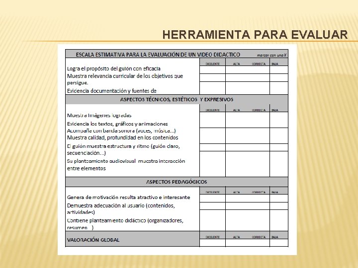 HERRAMIENTA PARA EVALUAR 