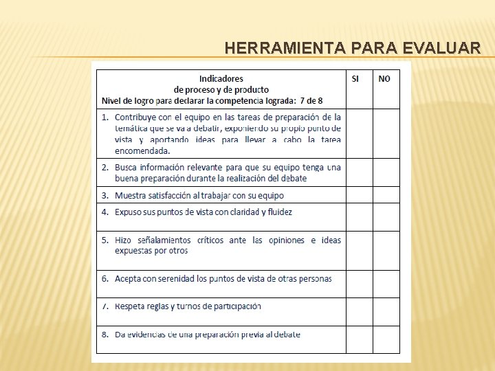 HERRAMIENTA PARA EVALUAR 