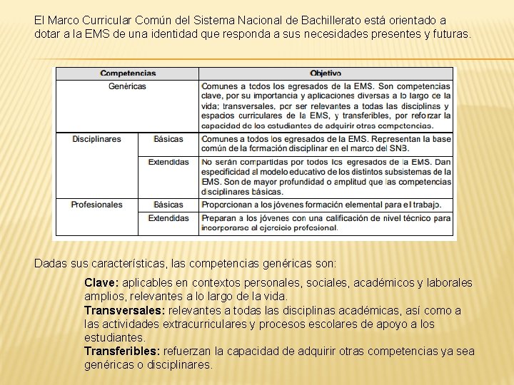 El Marco Curricular Común del Sistema Nacional de Bachillerato está orientado a dotar a