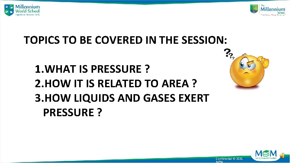 TOPICS TO BE COVERED IN THE SESSION: 1. WHAT IS PRESSURE ? 2. HOW