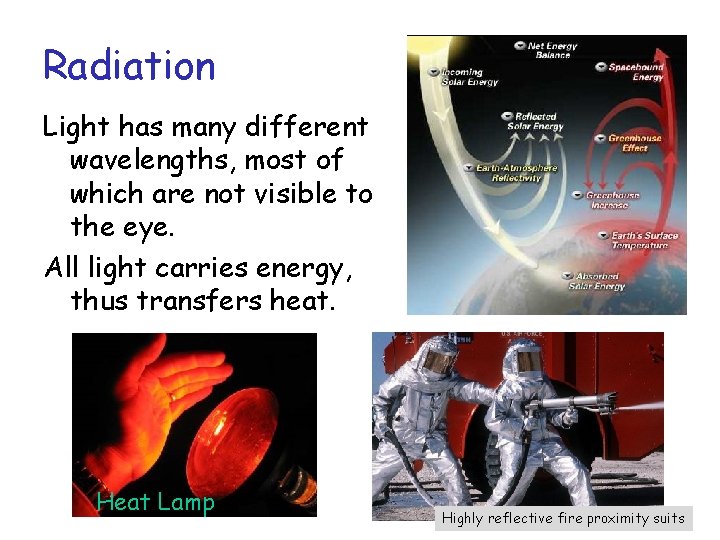 Radiation Light has many different wavelengths, most of which are not visible to the